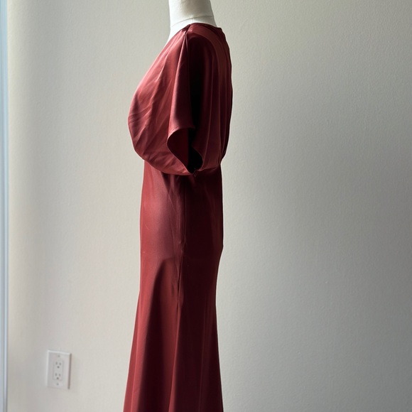 BLDH Leila Charmeuse Dress in Wine Brown - Picture 10 of 14